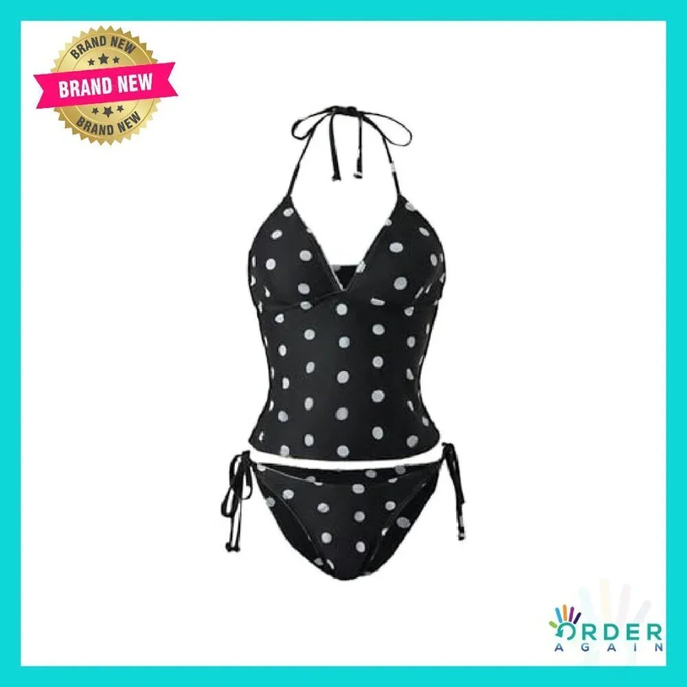 Tankini Swimsuit Set Tie Backless Halter Polka Dots Sexy Beach Vacation